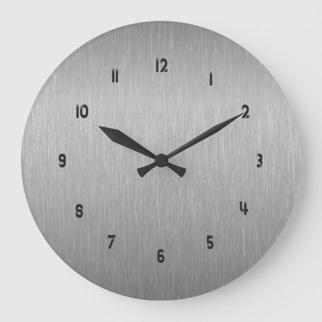Metallisches Silber, grau gebürstetes Aluminium, B Große Wanduhr (Vorderseite)