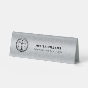 Metallisches Silber-Grau- und Schwarz-Gerechtigkei Tischaufsteller