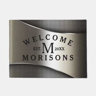 Metallisches Silber Gray Geometric Modern Design Fußmatte