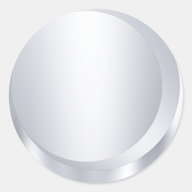 Metallisches Silber-Look Leere Moderne Vorlage Runder Aufkleber (Vorderseite)