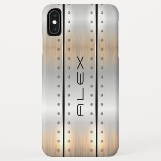 Metallisches silbergeometrisches modernes Design Case-Mate iPhone Hülle (Rückseite)