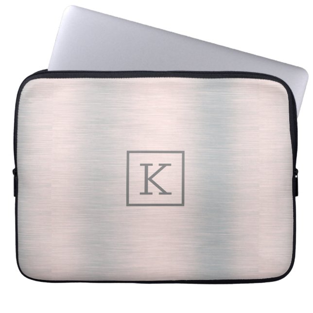 Metallisches silbergraues, gebürstetes Aluminium-L Laptopschutzhülle (Vorderseite)