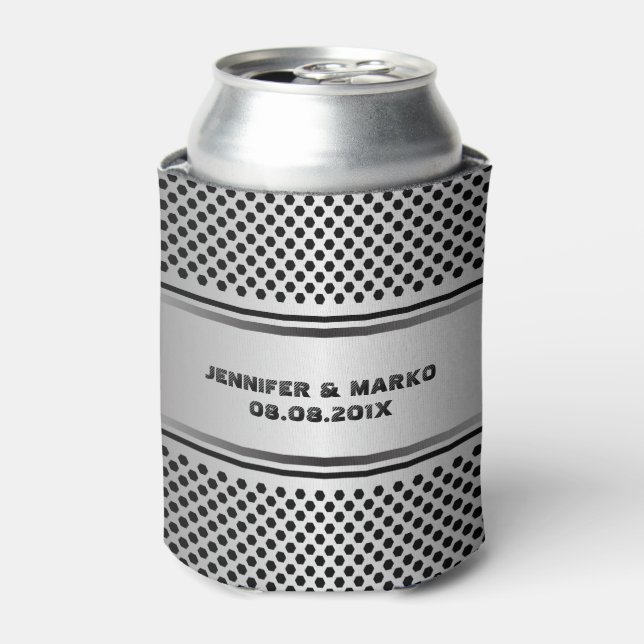 Metallisches silbergraues geometrisches Design Dosenkühler (Kanne Vorderseite)