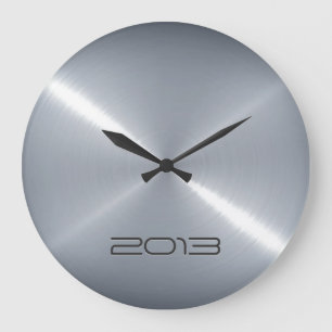 Metallisches silbernes Edelstahl-Metall Große Wanduhr