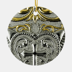 metallisches silbernes Kreuz des religiösen Keramik Ornament