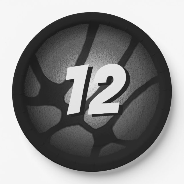 Metallisches Silver Black Basketball Ball Geburtst Pappteller (Vorderseite)