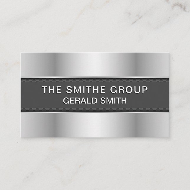 Metallisches Silver Gray Banner Visitenkarte (Vorderseite)