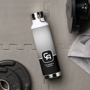 Metallisches Silver Monogramm Trinkflasche