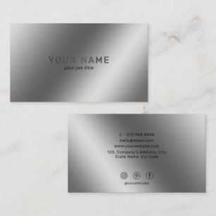 Metallisches Silver Shiny Minimalistisch Social Me Visitenkarte