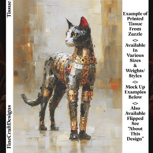 Metallisches Steampunk-Katzenportrait EM5L Decoupa Seidenpapier