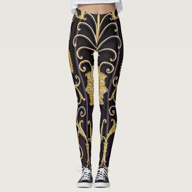 Metallisches Tor, kompliziertes Musterdesign. Leggings (Vorderseite)