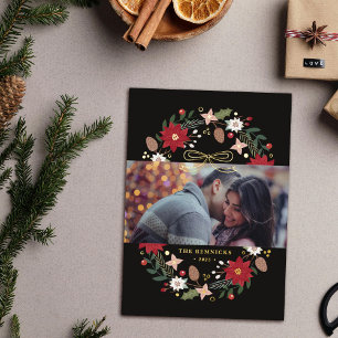 Metallisierte Weihnachtsgirlande Florale Festtags- Folieneinladung