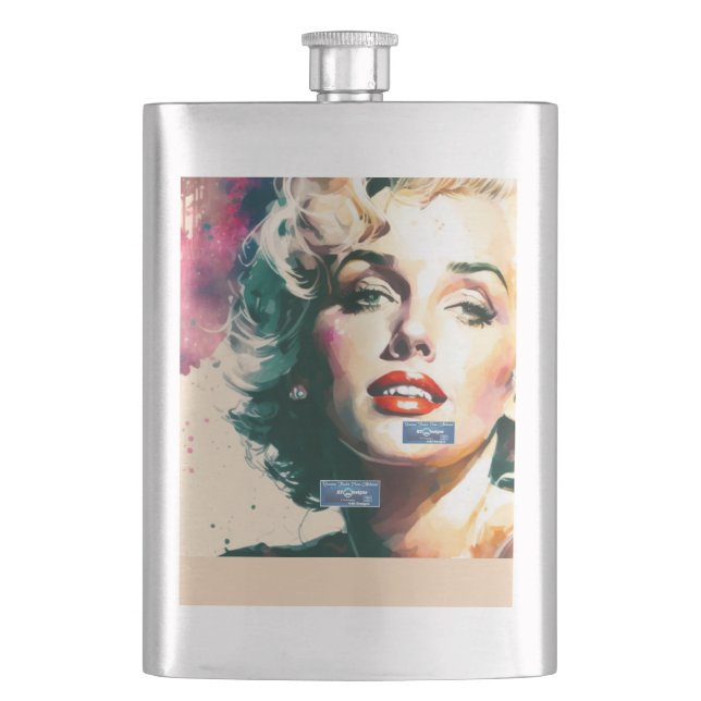 Metallkolben 1 Beige(Monroe) RFPMDesign ©️ 2024 Flachmann (Vorderseite)