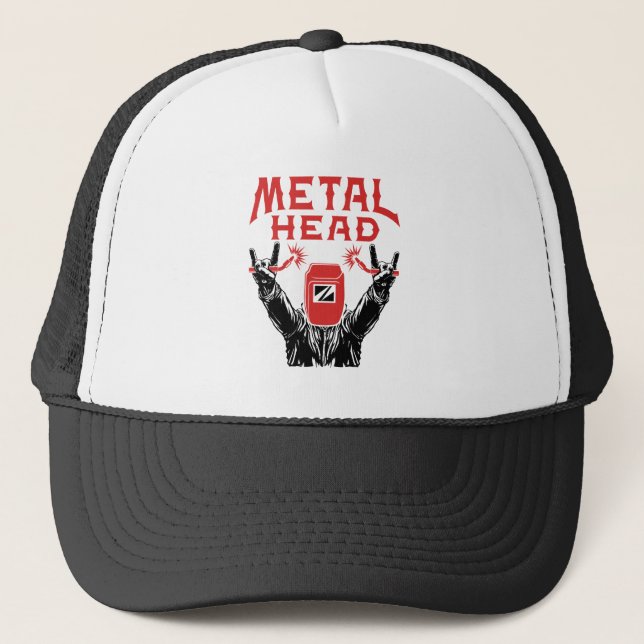 Metallkopf Funny Welder Welding Helmet Truckerkappe (Vorderseite)