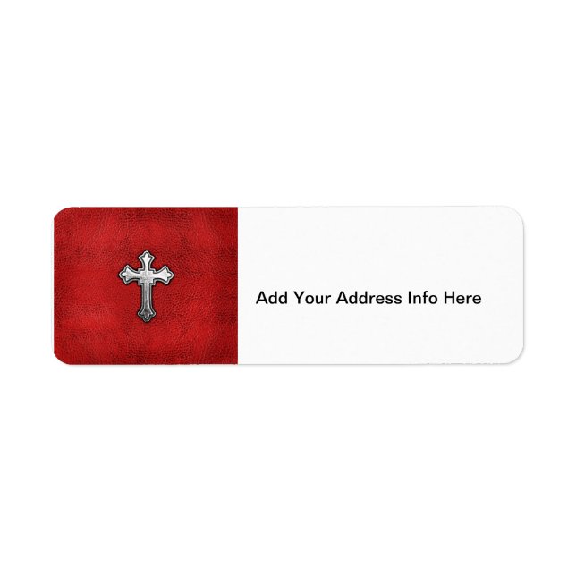 Metallkreuz auf rotem Leder (Vorne)