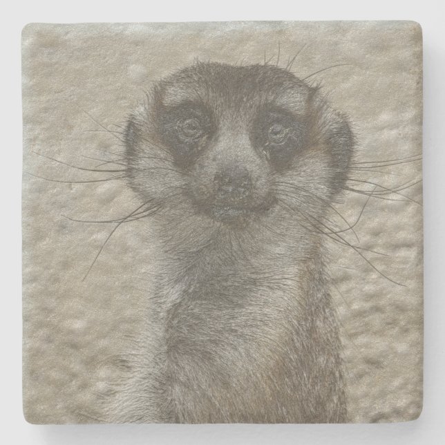 Metallmeerkat Steinuntersetzer (Vorderseite)