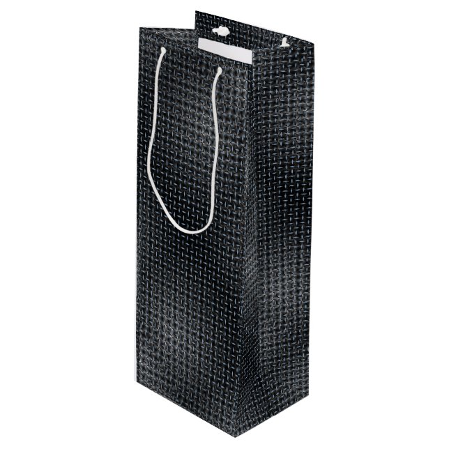 Metallplatte Muster 02 Geschenktüte Für Weinflaschen (Vorderseite Schrägansicht)