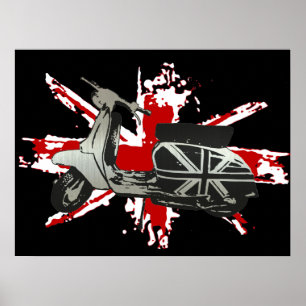 Metallroller auf zerrissener Union Jack Kunst Poster
