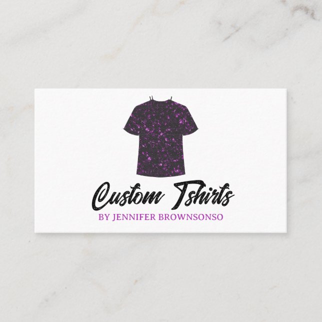 Metallrosa T-Shirt Druckbekleidung Visitenkarte (Vorderseite)