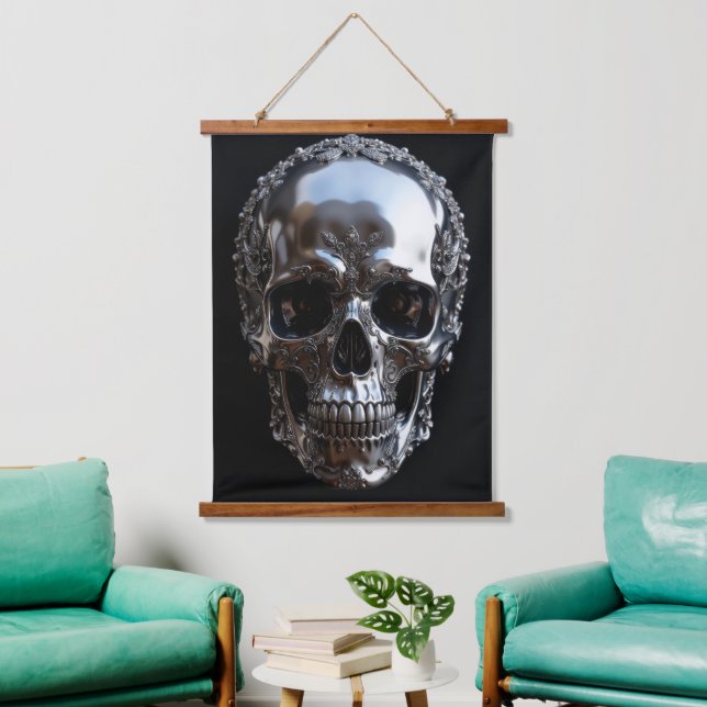 Metallschädel Wandteppich Mit Holzrahmen (Wohnzimmer)