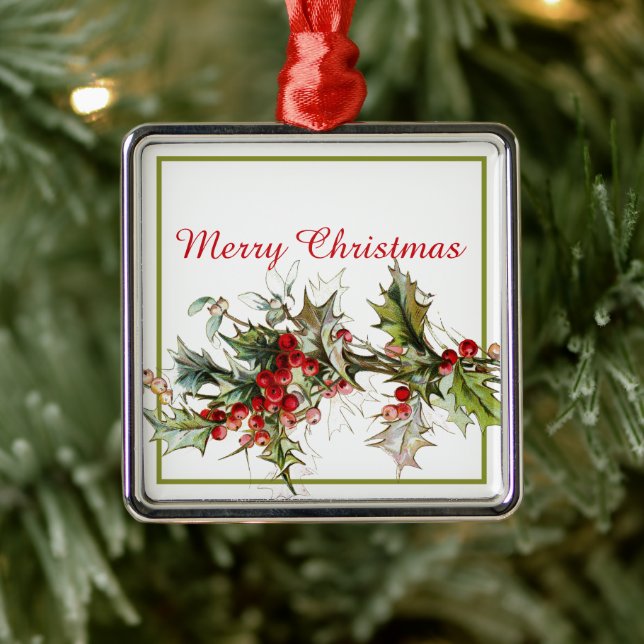 Metallschmuck aus Holly und Beeren Ornament Aus Metall (Baum)