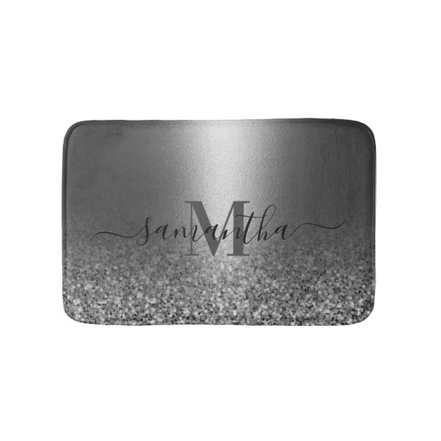 Metallsilber-Glitzer Badematte (Vorderseite)