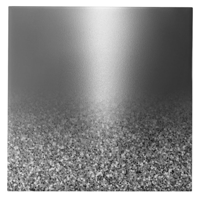 Metallsilber-Glitzer Fliese (Vorderseite)