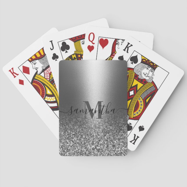 Metallsilber-Glitzer Spielkarten (Rückseite)