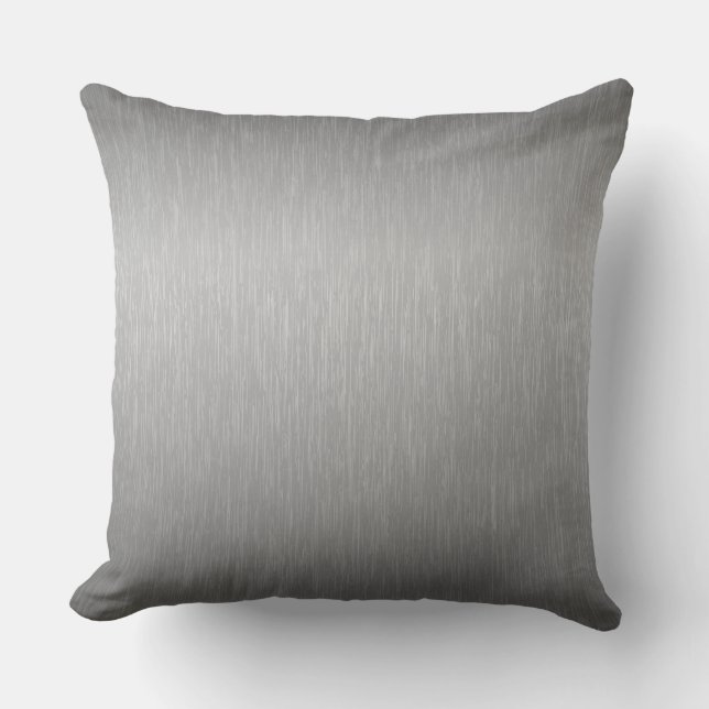 Metallsilber, grau gebürstetes Aluminium-Look Kissen (Vorderseite)