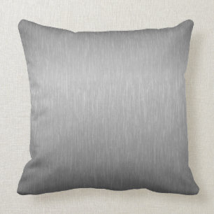 Metallsilber, grau gebürstetes Aluminium-Look Kissen