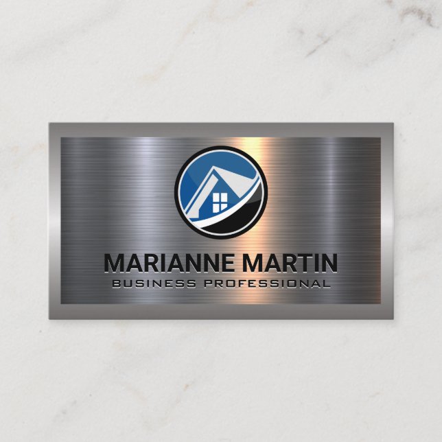 Metallsilber | Logo für Real Anwesen House Visitenkarte (Vorderseite)