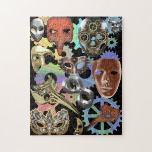 Metallsilber-Maskerbe Steampunkmasken