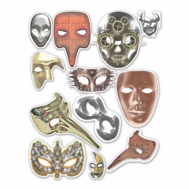 Metallsilber-Maskerbe Steampunkmasken Aufkleber (Vorderseite)