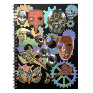 Metallsilber-Maskerbe Steampunkmasken Notizblock