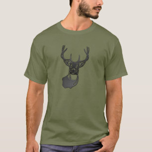 MetallSilhouette - weißes Schwanz-Dollar-Rotwild T-Shirt