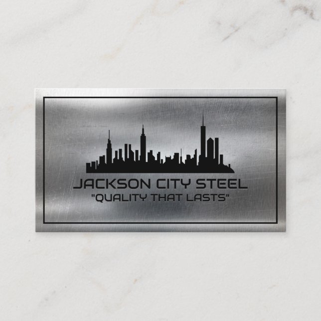 Metallstahl | Real Anwesen | City Skyline Visitenkarte (Vorderseite)