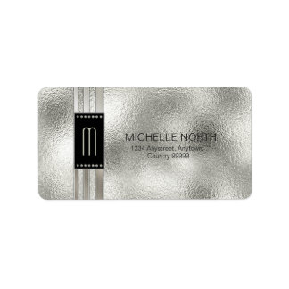 Metallstreifen auf Glasmonogramm Beige ID443 Adressaufkleber