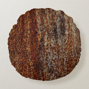 Metallstruktur mit Kratzern und Cracksabstract Rundes Kissen