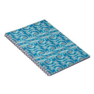 Metallwellen, blauweißes Notebook Notizblock