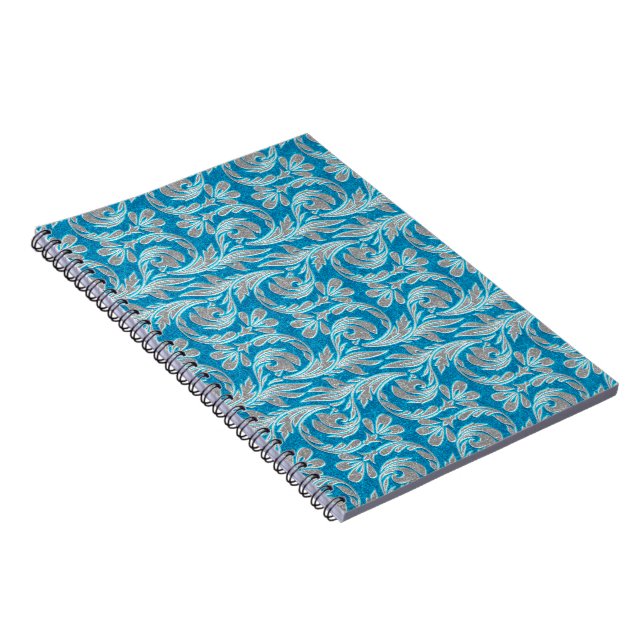 Metallwellen, blauweißes Notebook Notizblock (Rechte Seite)