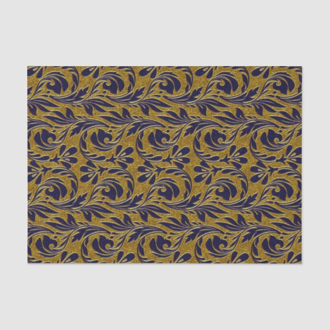 Metallwellen-Navy-Gold-TISSUE-WRAP-PAPIER Seidenpapier (Vorderseite)