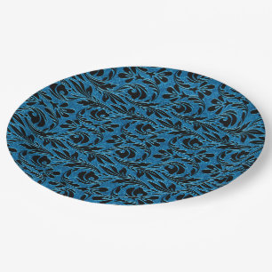 Metallwellen-Schwarz-Blau-PAPER-PARTY-TELLER Pappteller