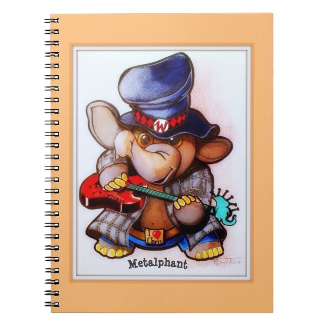 Metalphant avec le carnet de notes à spirale d'art (Devant)