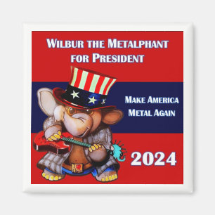 Metalphant für Präsident 2024 Magnet weiß