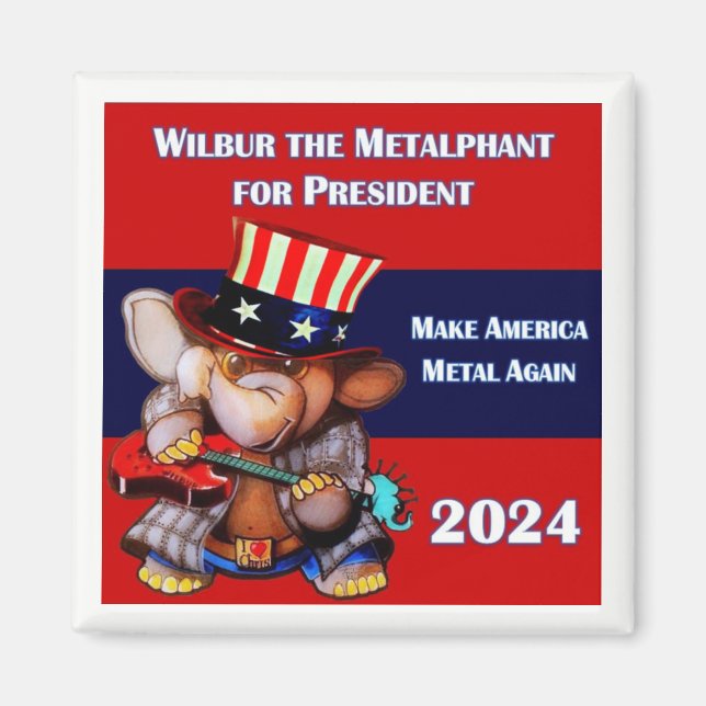 Metalphant für Präsident 2024 Magnet weiß (Vorne)