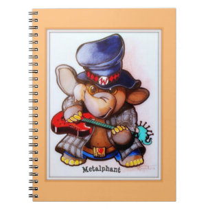 Metalphant mit dem Gitarren-Kunst-gewundenen Notizblock