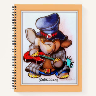 Metalphant mit Gitarre Art SpiralNotebook Notizbuch