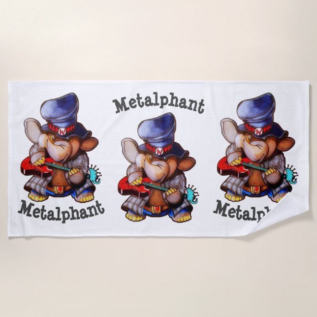 Metalphant mit Gitarren-Badetuch - multi Bild Strandtuch (Vorderseite)