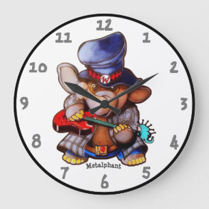 Metalphant mit Gitarren-Wanduhr - Acryl Große Wanduhr