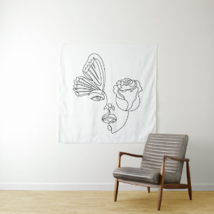 Metamorphose – Abstrakte Schmetterling & Rosen-Lin Wandteppich